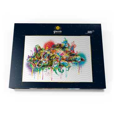 Darstellung des Puzzle Motivs Lazy Cat 500 Puzzle Schachtel Ansicht3