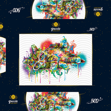 Darstellung des Puzzle Motivs Lazy Cat 500 Puzzle Schachtel 3D Modell