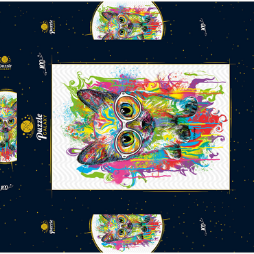 Darstellung des Puzzle Motivs Kitten with Glasses 100 Puzzle Schachtel 3D Modell