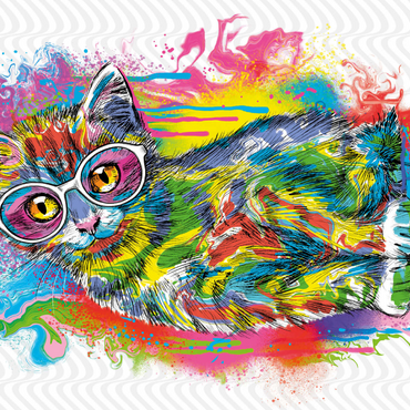 Darstellung des Puzzle Motivs Tilted Kitty 1000 Puzzle 3D Modell