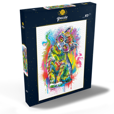 Darstellung des Puzzle Motivs Tilted Kitty 100 Puzzle Schachtel Ansicht2