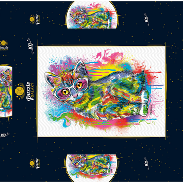 Darstellung des Puzzle Motivs Tilted Kitty 100 Puzzle Schachtel 3D Modell