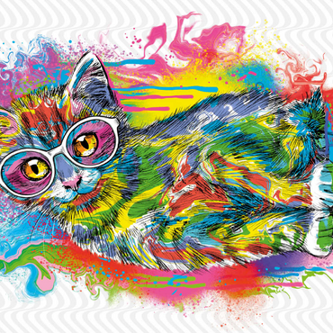 Darstellung des Puzzle Motivs Tilted Kitty 200 Puzzle 3D Modell