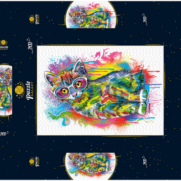 Darstellung des Puzzle Motivs Tilted Kitty 200 Puzzle Schachtel 3D Modell