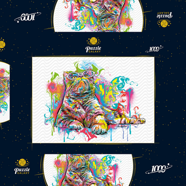 Darstellung des Puzzle Motivs Kitten Staring Away 1000 Puzzle Schachtel 3D Modell