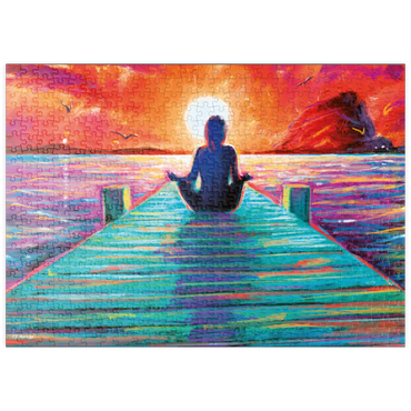 Darstellung des Puzzle Motivs puzzleplate Yoga on the Dock 500 Puzzle