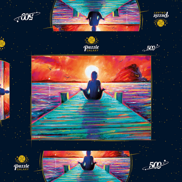 Darstellung des Puzzle Motivs Yoga on the Dock 500 Puzzle Schachtel 3D Modell