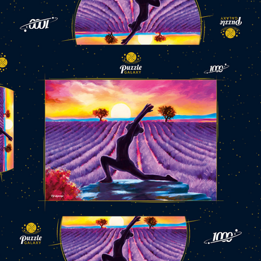 Darstellung des Puzzle Motivs Yoga by the Flowers 1000 Puzzle Schachtel 3D Modell