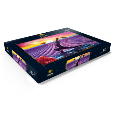 Darstellung des Puzzle Motivs Yoga by the Flowers 100 Puzzle Schachtel Ansicht1