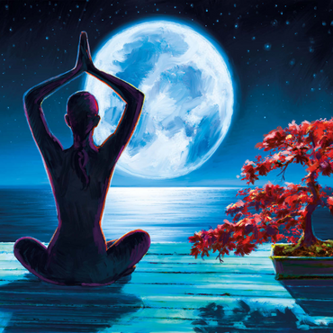 Darstellung des Puzzle Motivs Yoga with the Ocean 1000 Puzzle 3D Modell