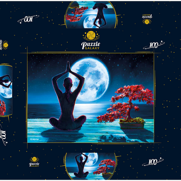 Darstellung des Puzzle Motivs Yoga with the Ocean 100 Puzzle Schachtel 3D Modell