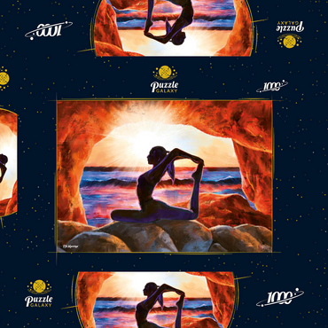 Darstellung des Puzzle Motivs Yoga on the Rocks 1000 Puzzle Schachtel 3D Modell
