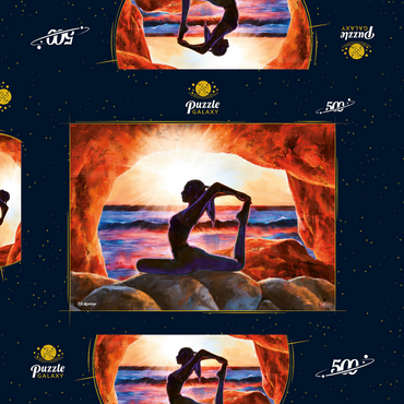 Darstellung des Puzzle Motivs Yoga on the Rocks 500 Puzzle Schachtel 3D Modell