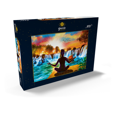 Darstellung des Puzzle Motivs Waterfall Yoga 1000 Puzzle Schachtel Ansicht2
