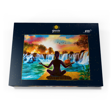 Darstellung des Puzzle Motivs Waterfall Yoga 1000 Puzzle Schachtel Ansicht3
