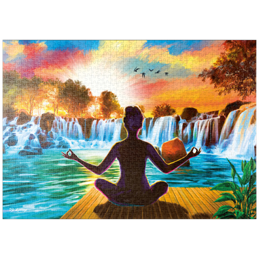 Darstellung des Puzzle Motivs puzzleplate Waterfall Yoga 1000 Puzzle