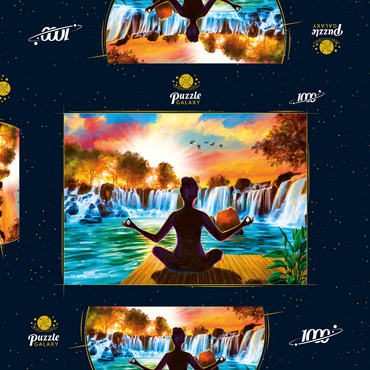 Darstellung des Puzzle Motivs Waterfall Yoga 1000 Puzzle Schachtel 3D Modell
