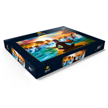 Darstellung des Puzzle Motivs Waterfall Yoga 100 Puzzle Schachtel Ansicht1