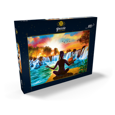 Darstellung des Puzzle Motivs Waterfall Yoga 100 Puzzle Schachtel Ansicht2