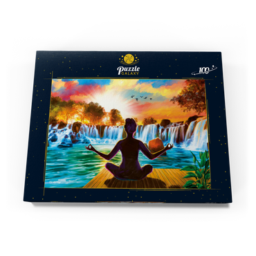Darstellung des Puzzle Motivs Waterfall Yoga 100 Puzzle Schachtel Ansicht3