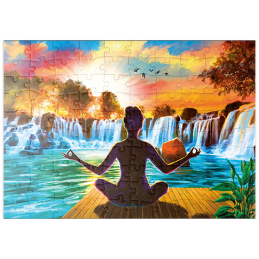 Darstellung des Puzzle Motivs puzzleplate Waterfall Yoga 100 Puzzle