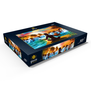 Darstellung des Puzzle Motivs Waterfall Yoga 500 Puzzle Schachtel Ansicht1