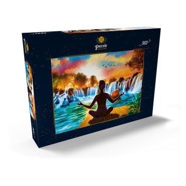 Darstellung des Puzzle Motivs Waterfall Yoga 500 Puzzle Schachtel Ansicht2