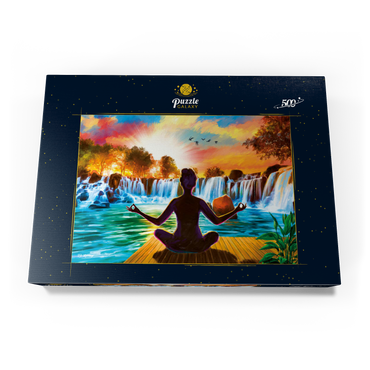 Darstellung des Puzzle Motivs Waterfall Yoga 500 Puzzle Schachtel Ansicht3
