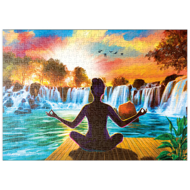 Darstellung des Puzzle Motivs puzzleplate Waterfall Yoga 500 Puzzle