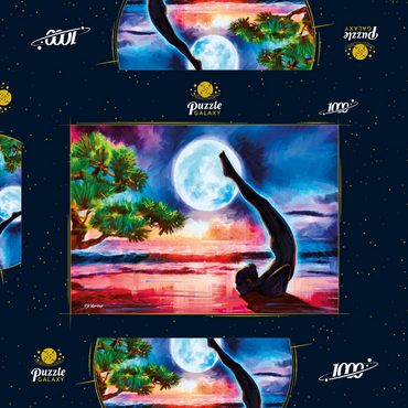 Darstellung des Puzzle Motivs Yoga on the Beach 1000 Puzzle Schachtel 3D Modell