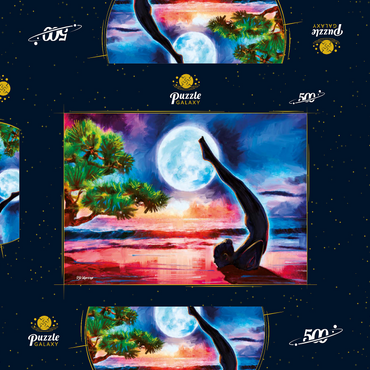 Darstellung des Puzzle Motivs Yoga on the Beach 500 Puzzle Schachtel 3D Modell