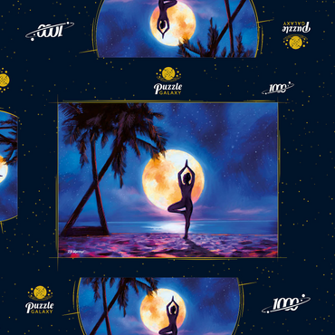 Darstellung des Puzzle Motivs Yoga with Palm Trees 1000 Puzzle Schachtel 3D Modell