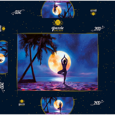 Darstellung des Puzzle Motivs Yoga with Palm Trees 200 Puzzle Schachtel 3D Modell