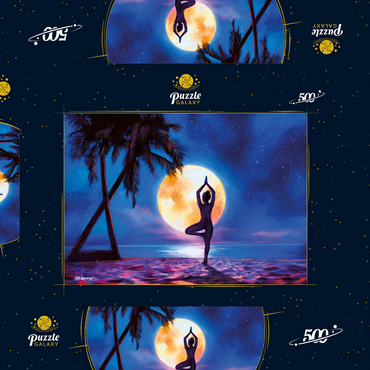 Darstellung des Puzzle Motivs Yoga with Palm Trees 500 Puzzle Schachtel 3D Modell
