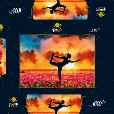 Darstellung des Puzzle Motivs Yoga in a Flower Bed 1000 Puzzle Schachtel 3D Modell