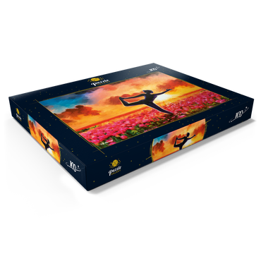 Darstellung des Puzzle Motivs Yoga in a Flower Bed 100 Puzzle Schachtel Ansicht1