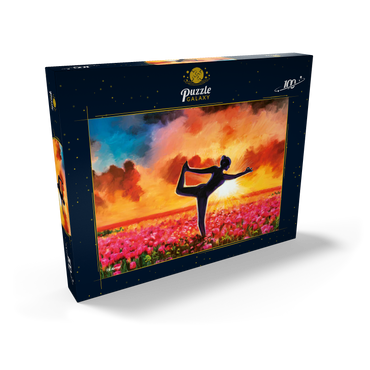 Darstellung des Puzzle Motivs Yoga in a Flower Bed 100 Puzzle Schachtel Ansicht2