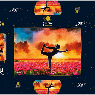 Darstellung des Puzzle Motivs Yoga in a Flower Bed 200 Puzzle Schachtel 3D Modell