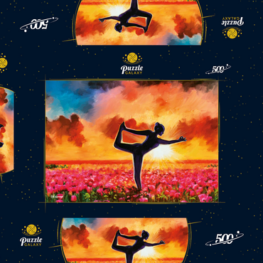 Darstellung des Puzzle Motivs Yoga in a Flower Bed 500 Puzzle Schachtel 3D Modell