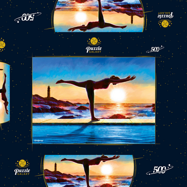Darstellung des Puzzle Motivs Yoga by the Water 500 Puzzle Schachtel 3D Modell