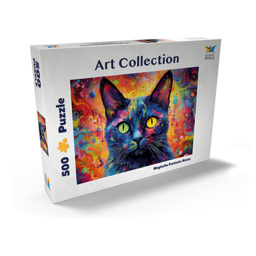 Darstellung des Puzzle Motivs Magische Fantasie-Katze 500 Puzzle Schachtel Ansicht2
