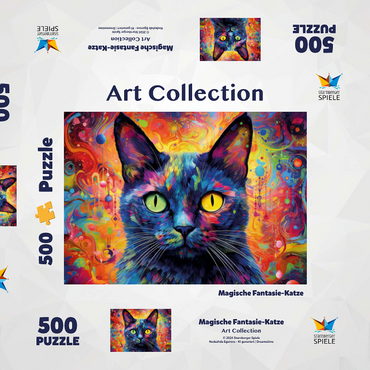 Darstellung des Puzzle Motivs Magische Fantasie-Katze 500 Puzzle Schachtel 3D Modell