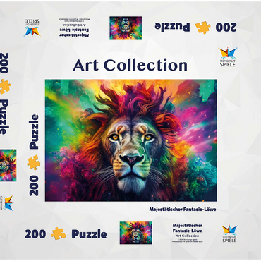 Darstellung des Puzzle Motivs Majestätischer Fantasie-Löwe 200 Puzzle Schachtel 3D Modell