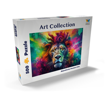 Darstellung des Puzzle Motivs Majestätischer Fantasie-Löwe 500 Puzzle Schachtel Ansicht2