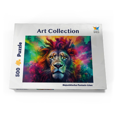 Darstellung des Puzzle Motivs Majestätischer Fantasie-Löwe 500 Puzzle Schachtel Ansicht3