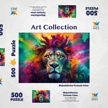 Darstellung des Puzzle Motivs Majestätischer Fantasie-Löwe 500 Puzzle Schachtel 3D Modell