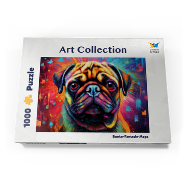 Darstellung des Puzzle Motivs Bunter Fantasie-Mops 1000 Puzzle Schachtel Ansicht3