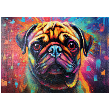 Darstellung des Puzzle Motivs puzzleplate Bunter Fantasie-Mops 1000 Puzzle