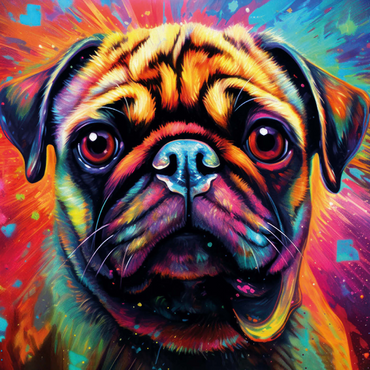 Darstellung des Puzzle Motivs Bunter Fantasie-Mops 1000 Puzzle 3D Modell