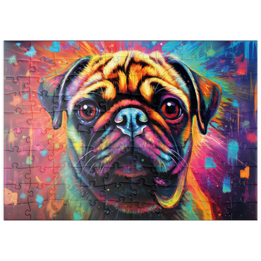 Darstellung des Puzzle Motivs puzzleplate Bunter Fantasie-Mops 100 Puzzle